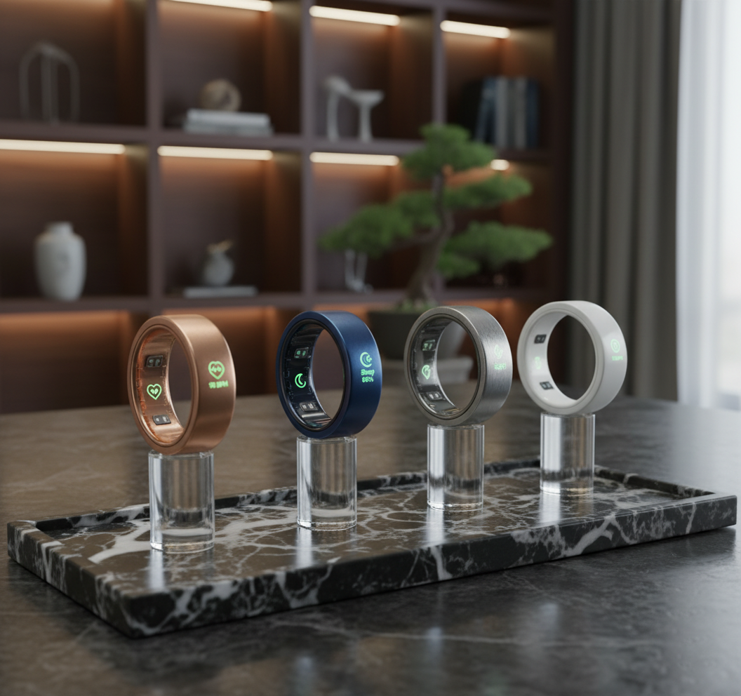 Stylish pose of multiple Flexon rings